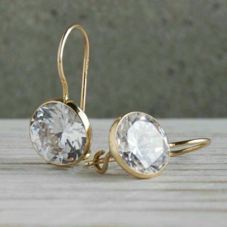 Vintage White Rounded Glass Gold Earrings