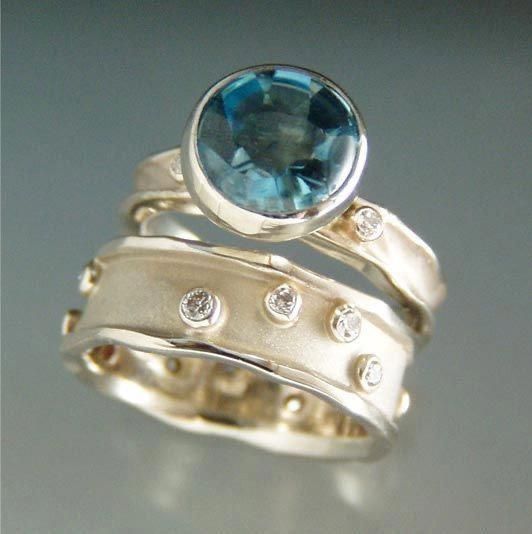 Vintage Blue Zirconia Layer Silver Ring