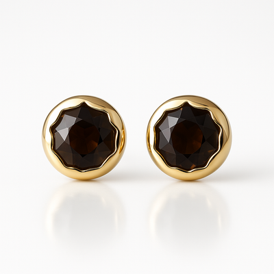 Quartz Molten Stud 14K Gold Earrings