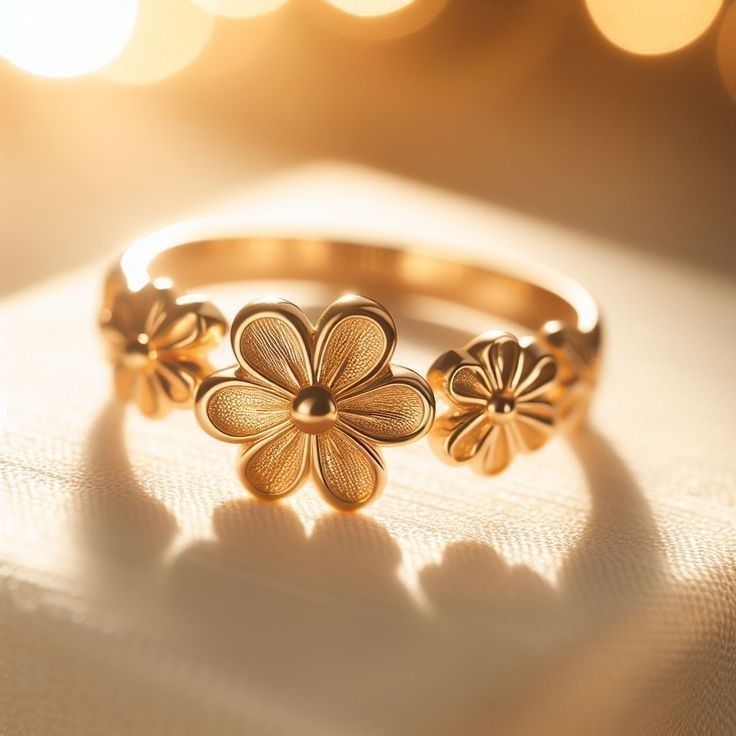 Exotic Dream Flower Gold Ring