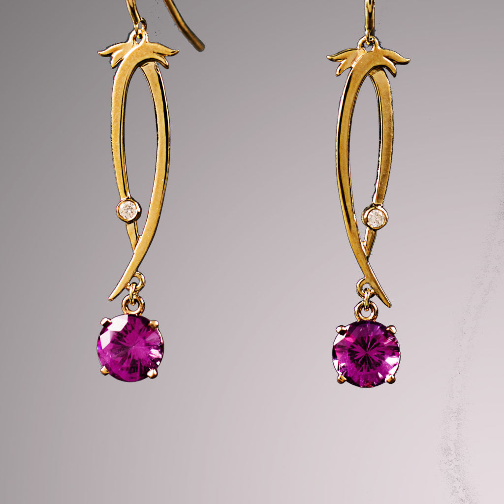 Vintage Dangling Violet Rounded Earrings