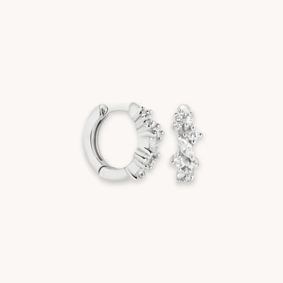 Crystal Cluster Huggies | White Gold