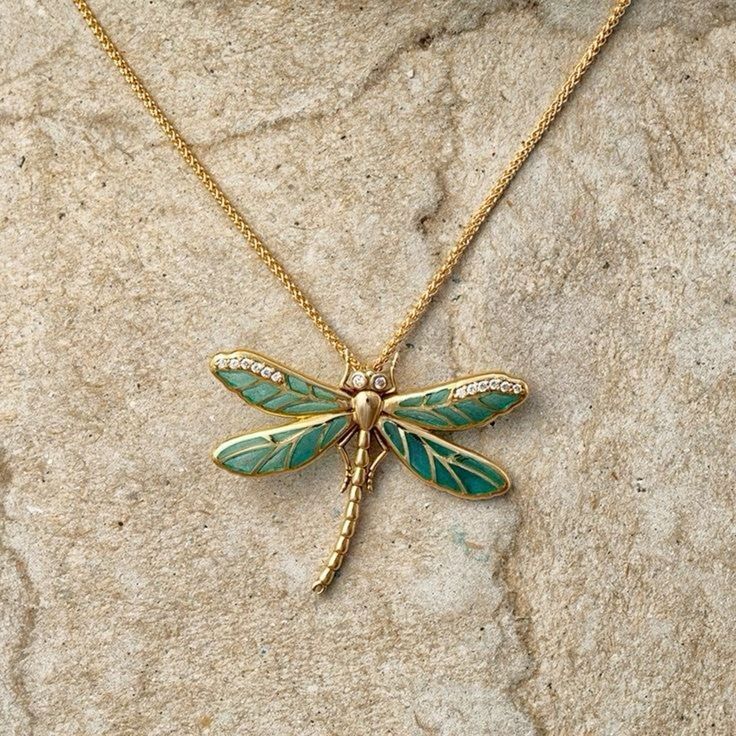 Enamel Golden Dragonfly Necklace