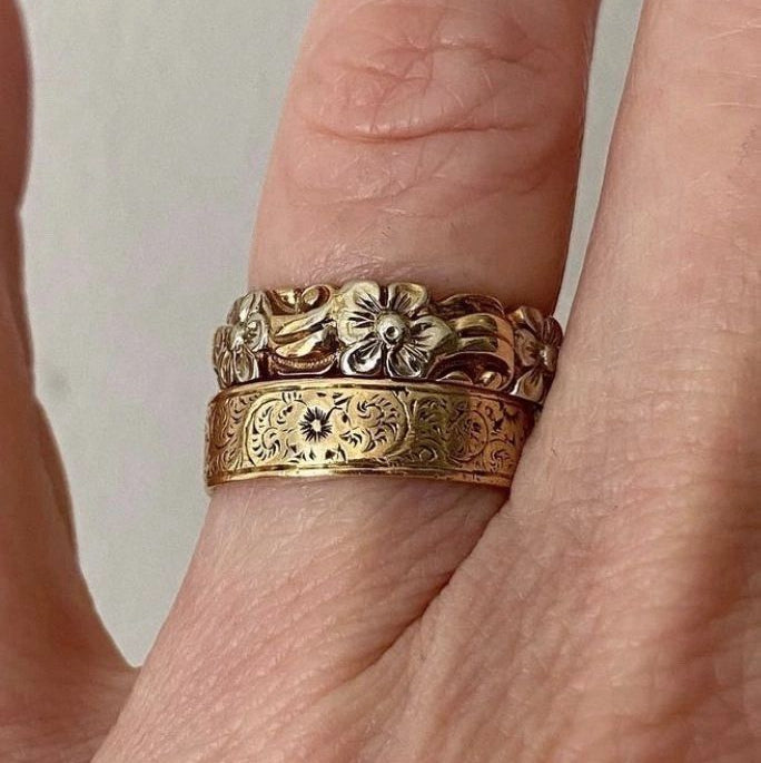 Floral Golden Ring Set