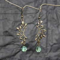 Vintage Dangling Green Stone Earrings