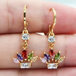 Vintage Colorful Lotus Glass Earrings