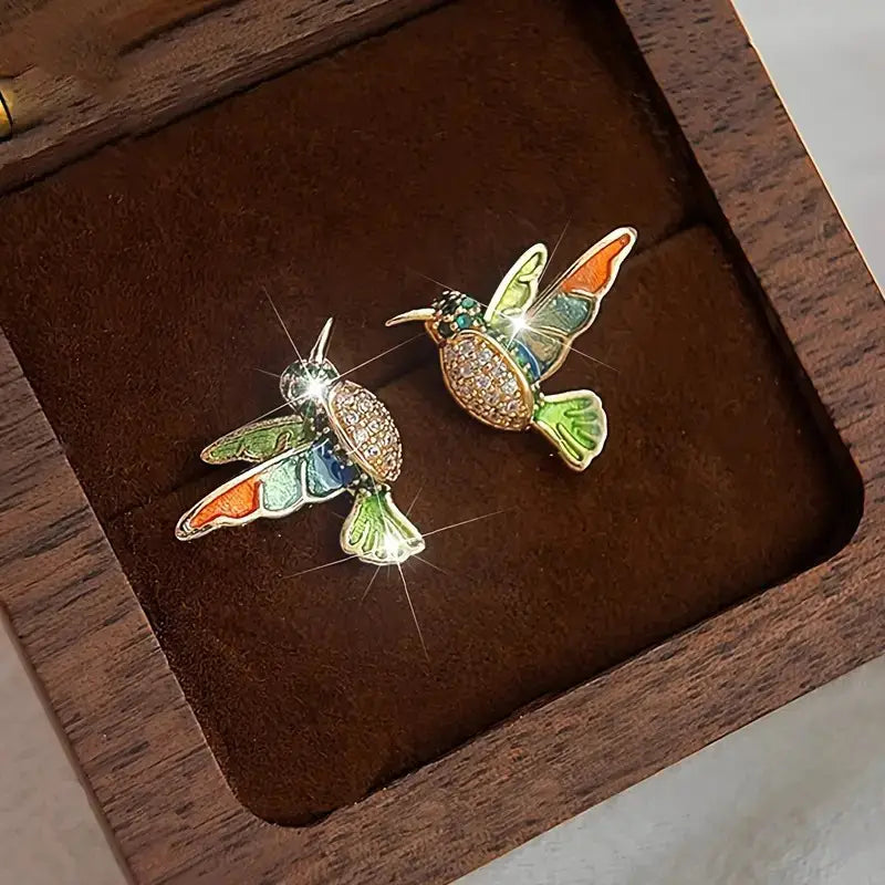 Colorful Hummingbird Bright Earrings