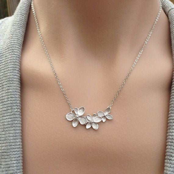 Floral Silver Necklace