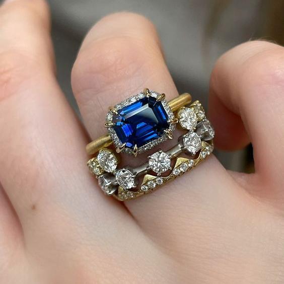 Vintage Brightness Blue Ring Set