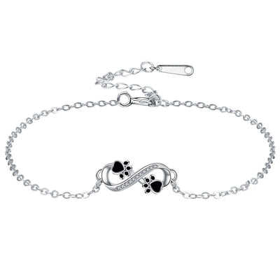 Infinite Symbol Pendant Pet Paw Bracelet with Zirconia