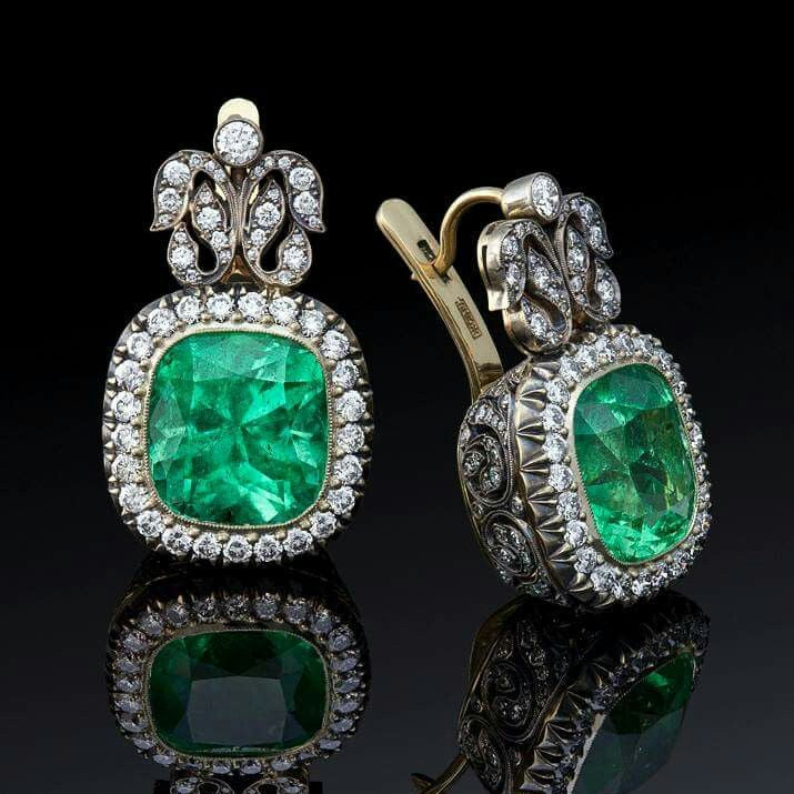 Cubic Green Gemstone 14K Gold Earrings