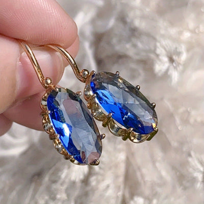 Golden Blue Bloom Earrings