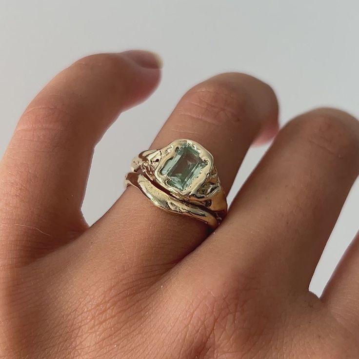 Vintage Green Forged Ring Set