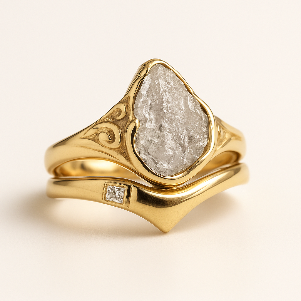 Bright Layer Gold Forged Ring