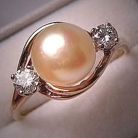 Vintage Rose Pearl Zirconia Ring