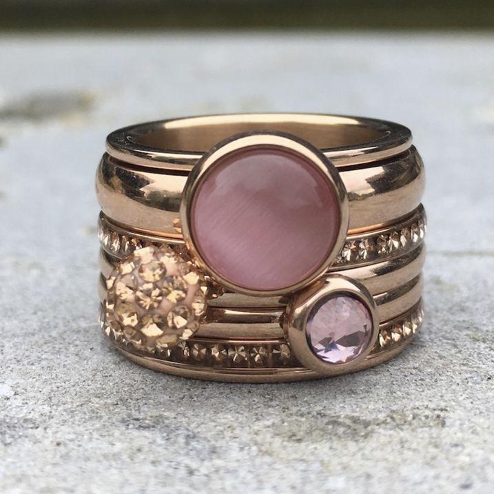 Vintage Pink Moonstone Rose Ring