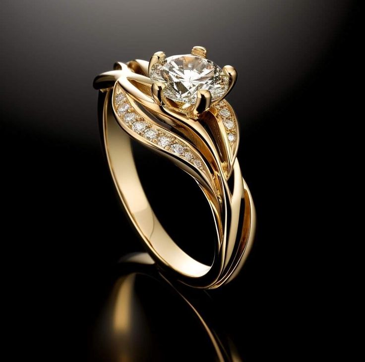 White Zirconia Stone Golden Ring