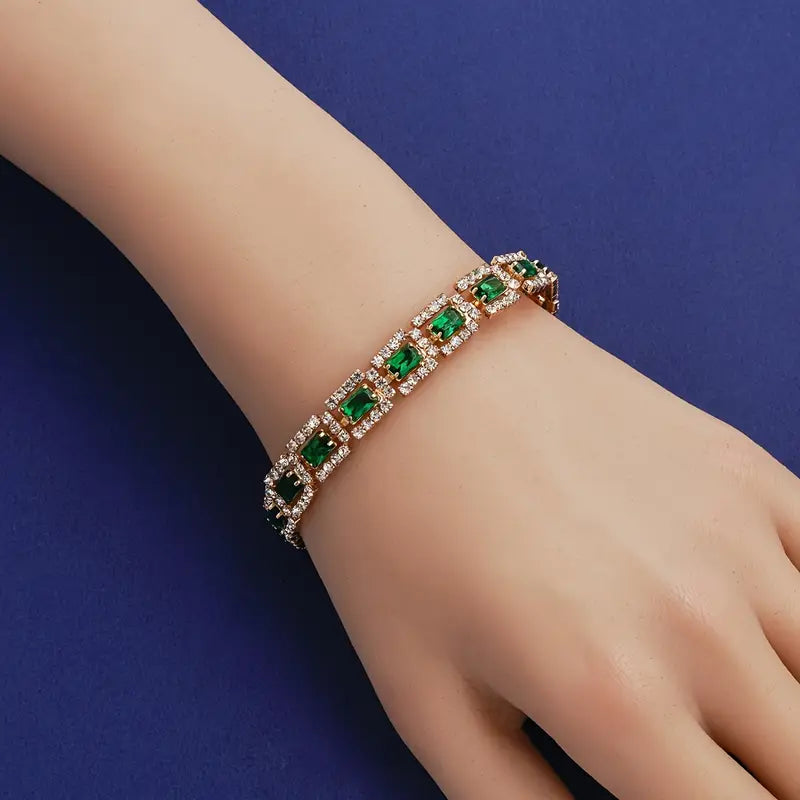 Emerald Green Statement Bracelet | Gold