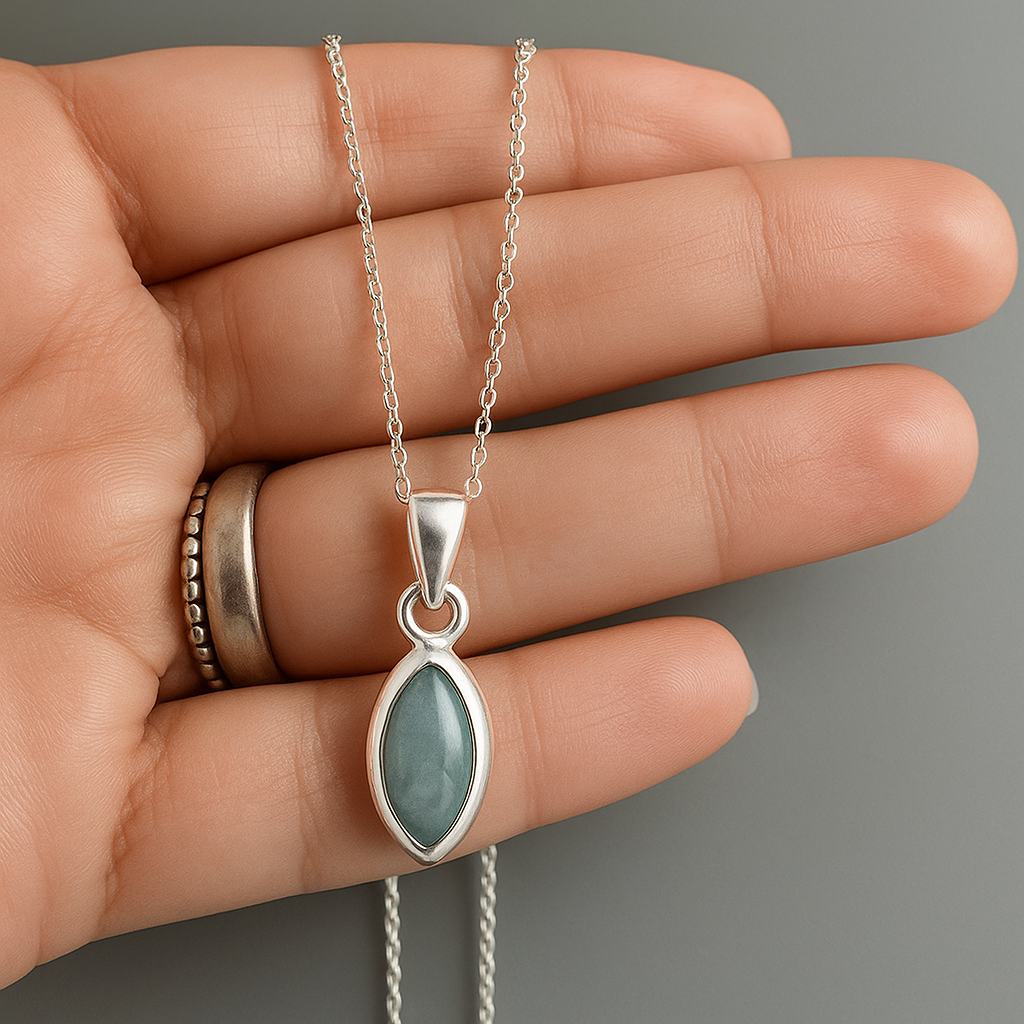 Oval Greenish Stone Necklace