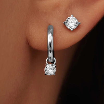 Larmes de Lune Stone Stud Earrings | White Gold