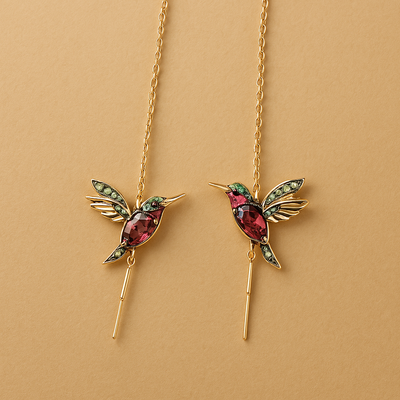 Hummingbird Enamel and Zirconia Earrings