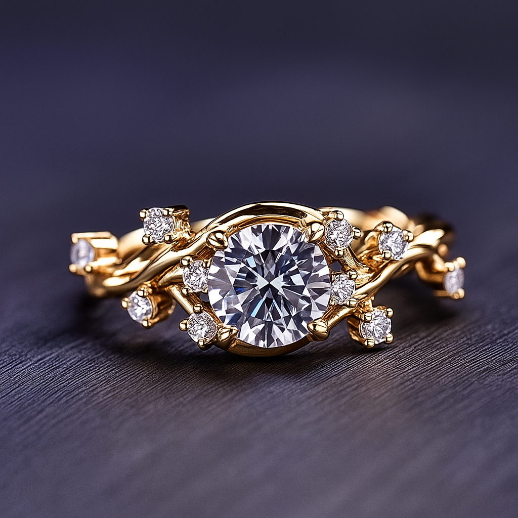 Round Cut Moissanite 925 Silver Ring