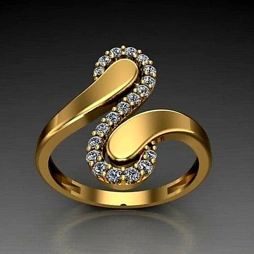 Vintage Golden Zirconia Clef Ring