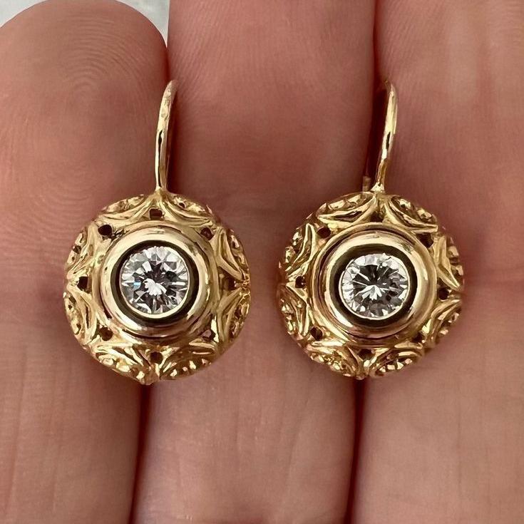 Vintage Rounded Bright Gold Earrings