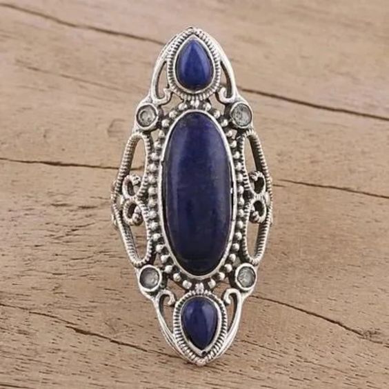 Vintage Blue Stone Silver Ring