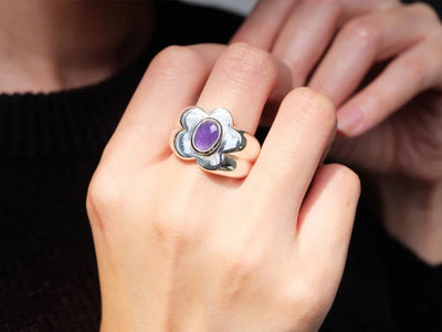 Vintage Amethyst Flower Ring