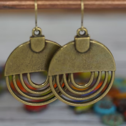 Vintage Golden Circle Earrings