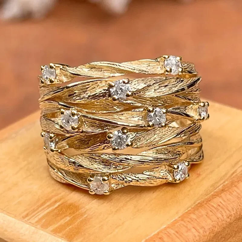 Vintage Golden Zirconia Ring