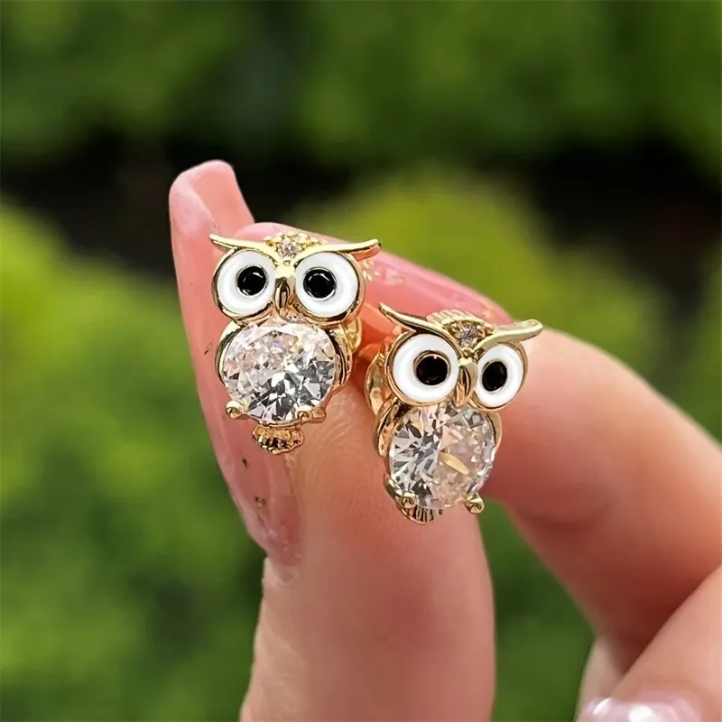 Vintage Crystal Owl Earrings