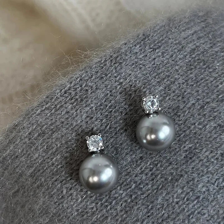 Elegant Black Pearl Zirconia Earrings