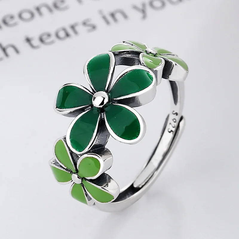 Vintage Green Flower Ring