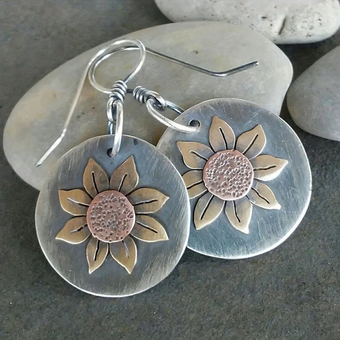 Vintage Rounded Sunflower Earrings