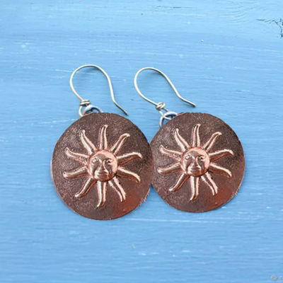 Vintage Rounded Sun Brown Earrings