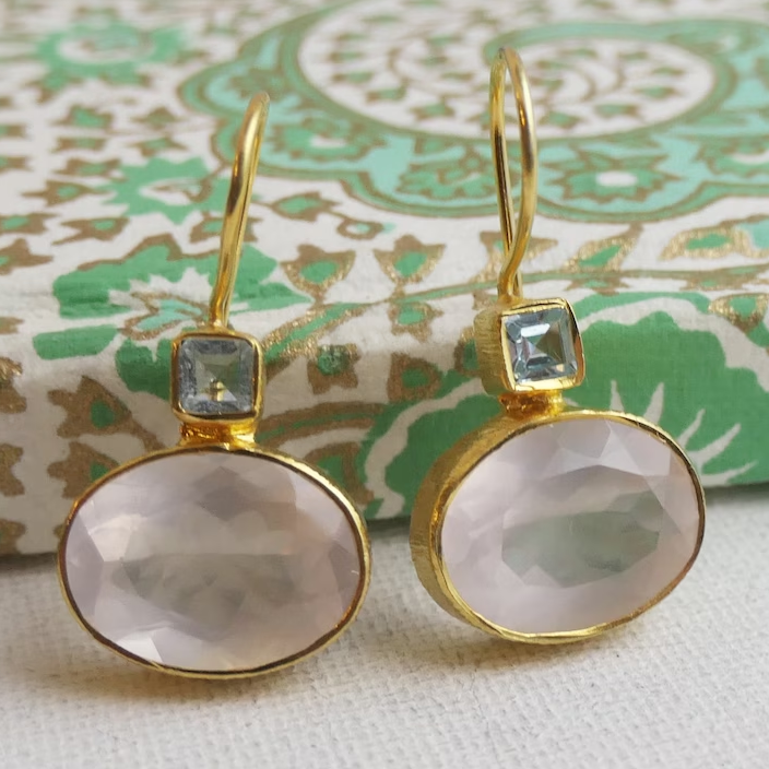 Vintage White Crystal Golden Earrings
