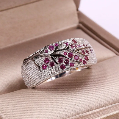 Vintage Inlaid Purple Zirconia Silver Ring