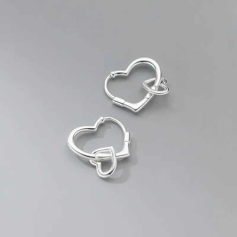 Silver Vintage Heart Earrings