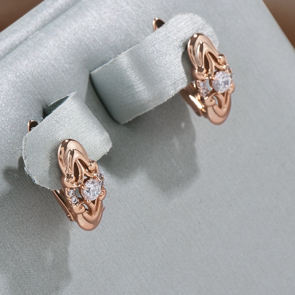 Elegant Inlaid Crystal Gold Earrings