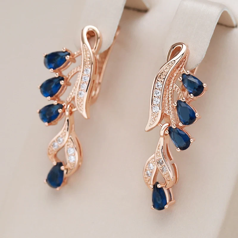 Elegant Bright Blue Crystal Earrings