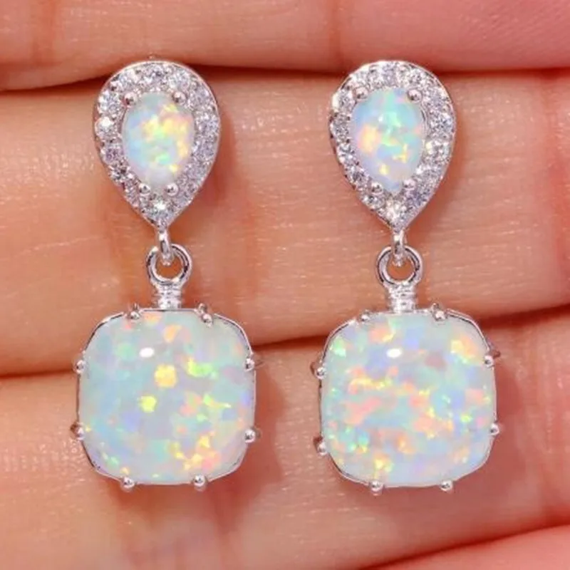 Vintage White Opal Zirconia Earrings