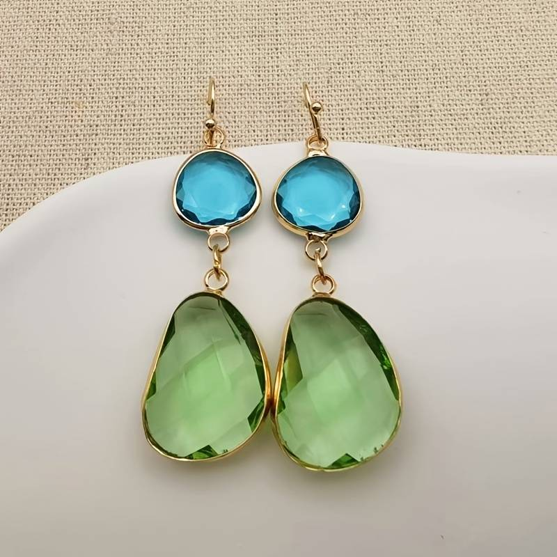 Vintage Blue & Green Crystal Earrings