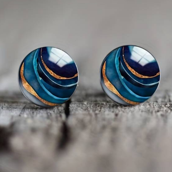 Vintage Blue Rounded Earrings