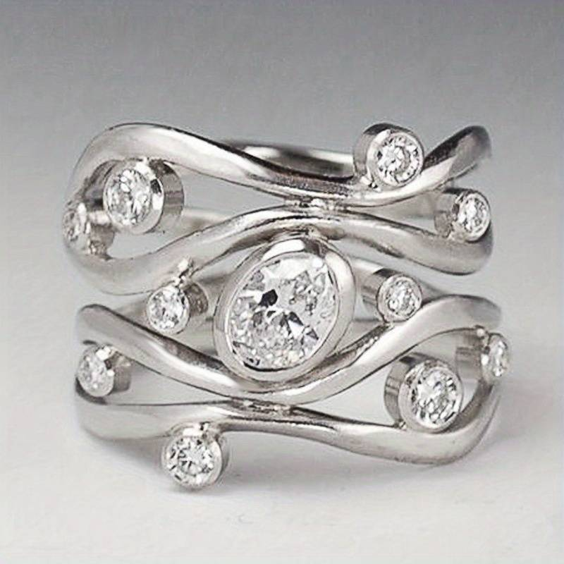 Vintage Silver & Zirconia Irregular Ring