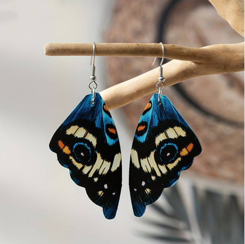 Vintage Exotic Butterfly Wings Earrings