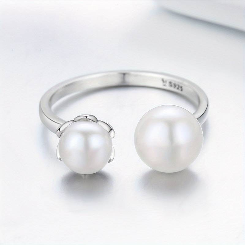 Vintage Silver Pearl Open Ring