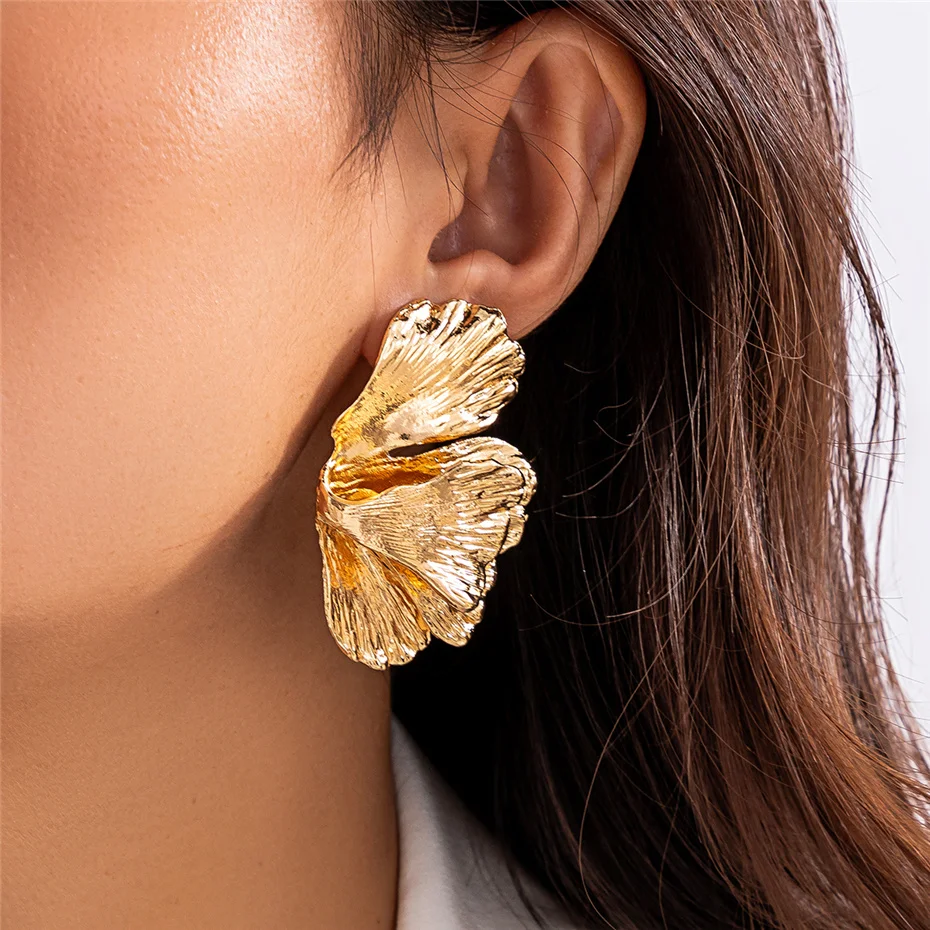 Vintage Golden Petal Earrings