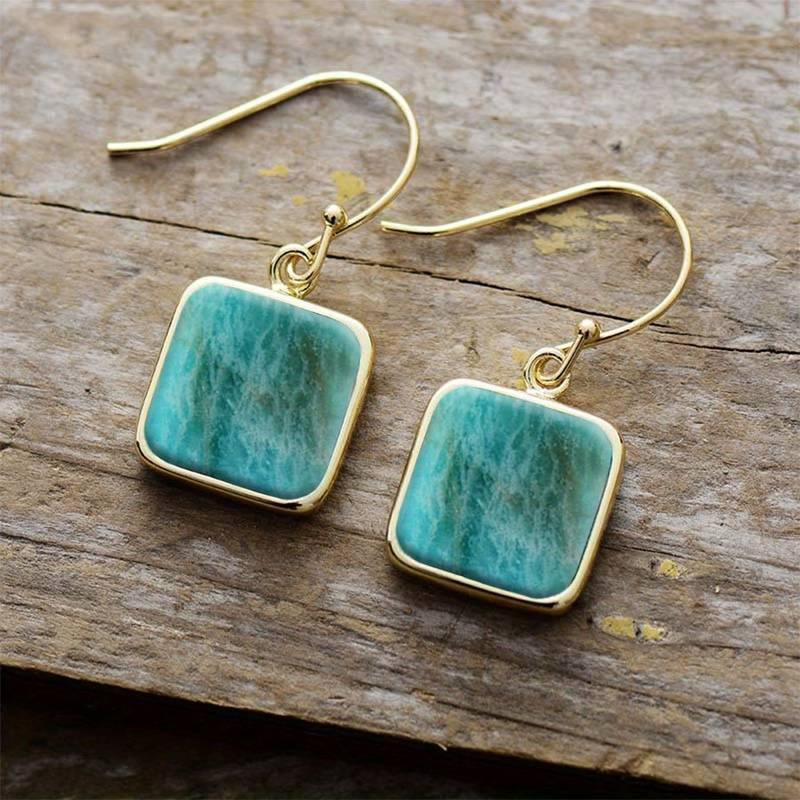 Vintage Turquoise Square Stone Earrings